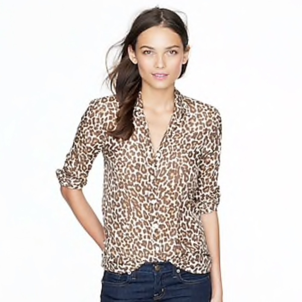 J. Crew | leopard print button-up